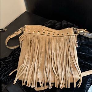 Michael Kors Beige Fringe Crossbody Bag